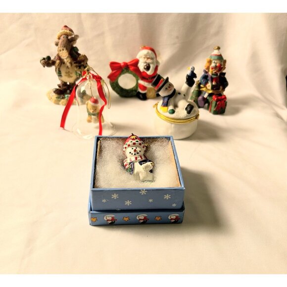 6 Christmas Figurines Ornaments Snowman Santa Moose Clown Holiday Decor Lot - Picture 11 of 11